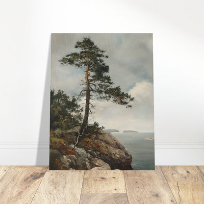 Majestic Solitude - Lone Pine Overlooking the Sea - Nature Art-poster