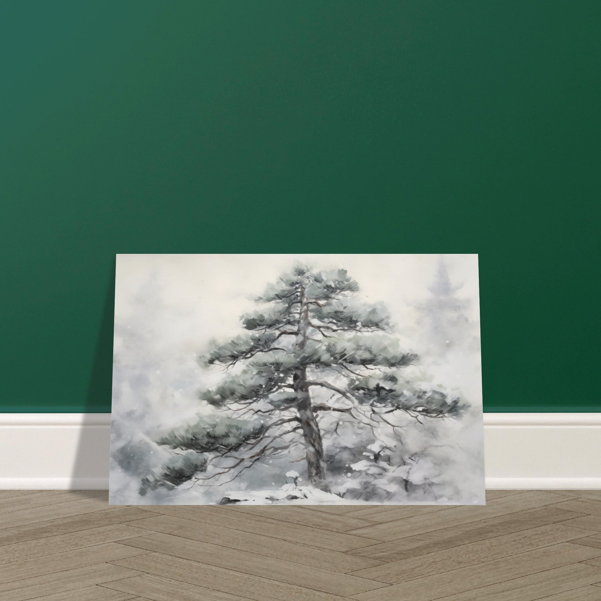 Winter's Sentinel - The Stoic Pine - Landscape Art-poster