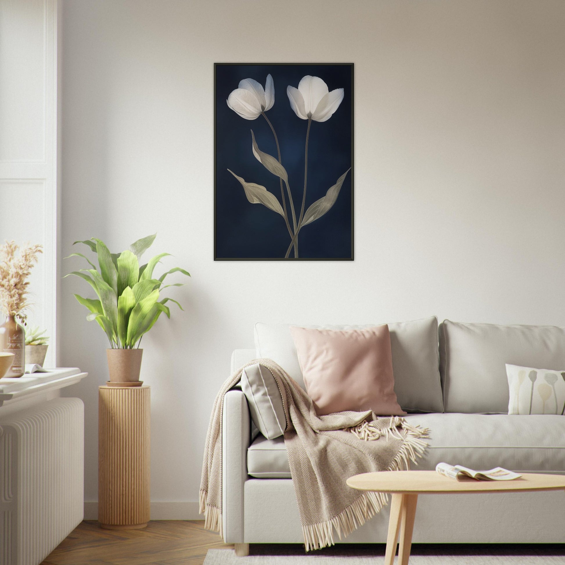 Midnight Blooms - Floral Art-print-in-aluminum-frame