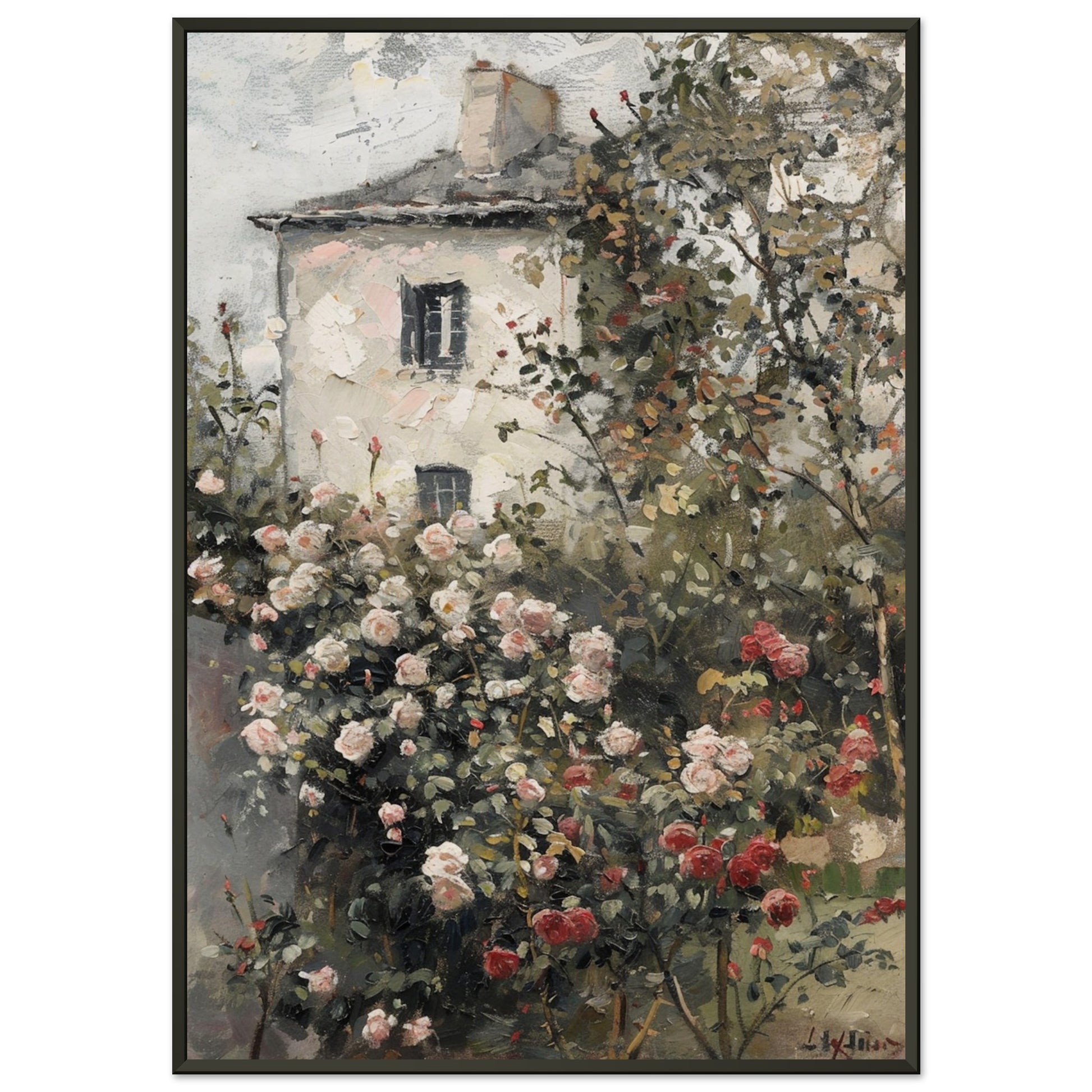 Blossoming Seclusion - The Rose Garden's Secret - Floral Art-print-in-aluminum-frame