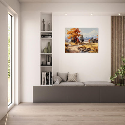 Autumn's Homestead - The Warmth of Seasons - Landscape Art-poster