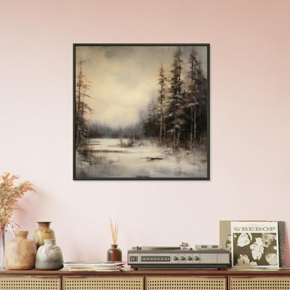 Frostbound Solitude - Serenity at Dusk - Landscape Art-print-in-aluminum-frame