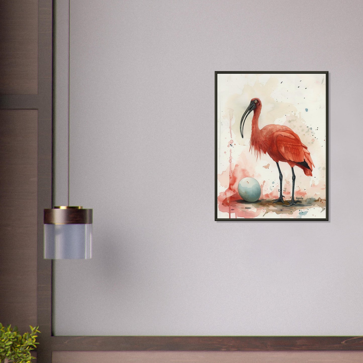 Crimson Sentinel - Elegance in Repose - Nature Art-print-in-aluminum-frame