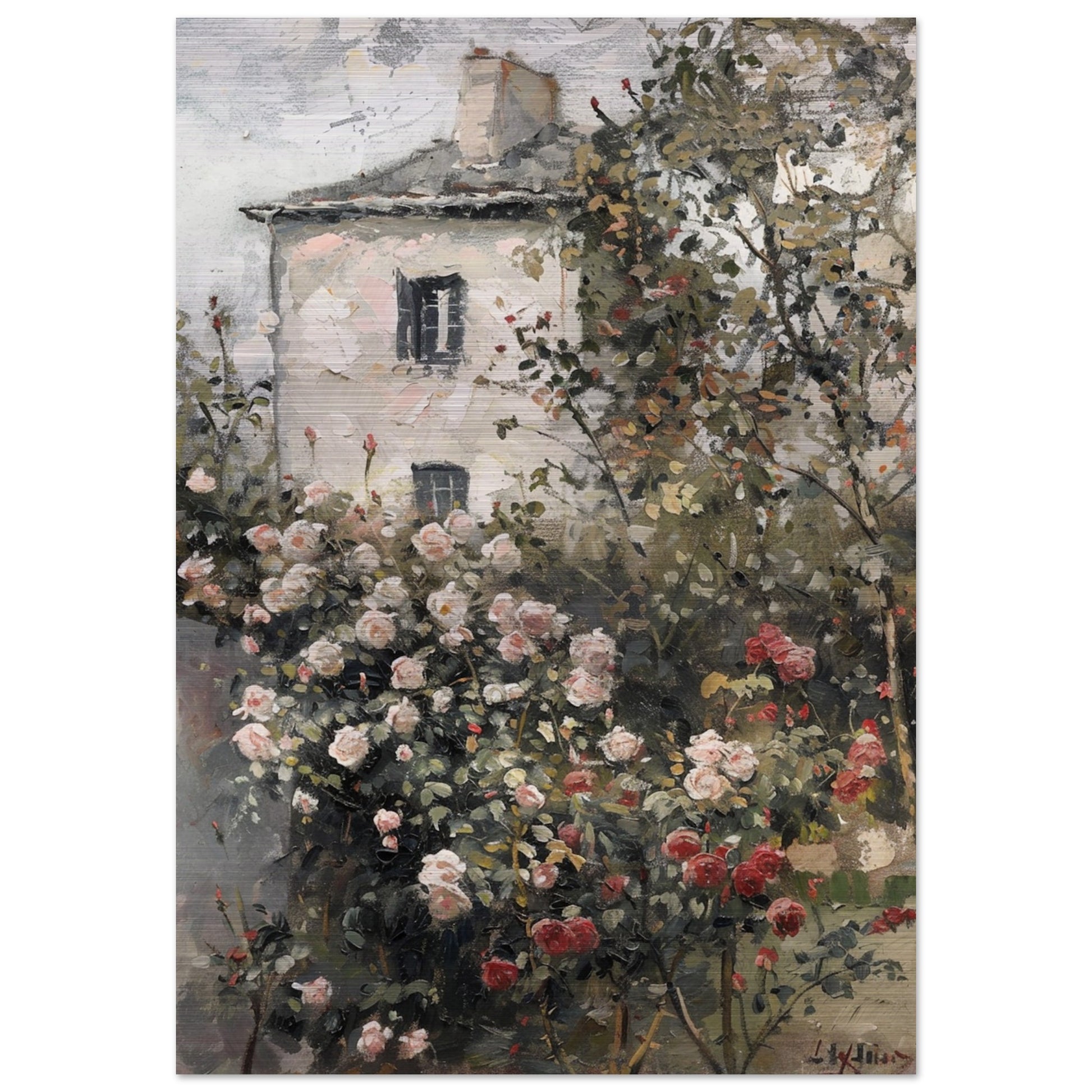 Blossoming Seclusion - The Rose Garden's Secret - Floral Art-print-on-aluminum