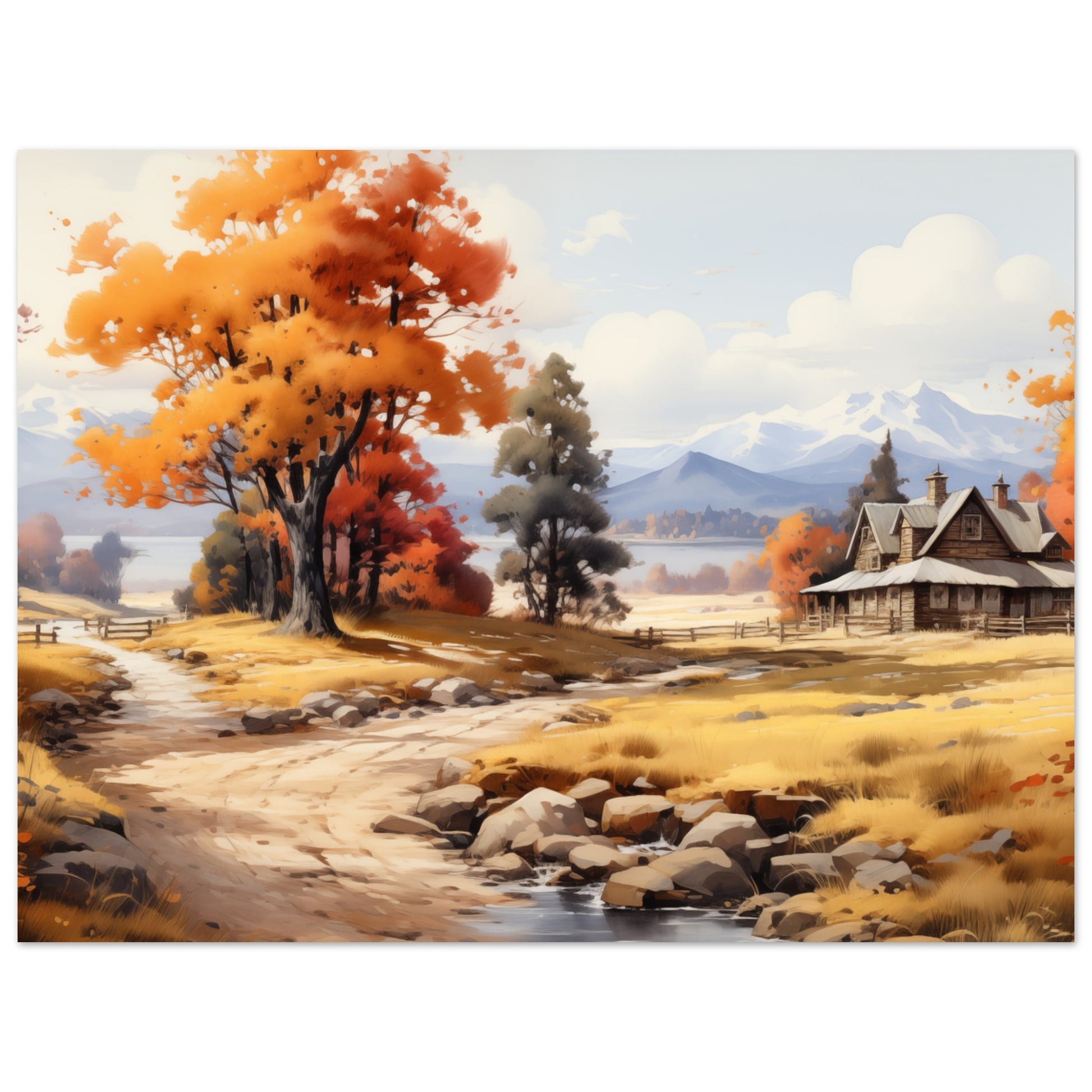 Autumn's Homestead - The Warmth of Seasons - Landscape Art-print-on-foam-board