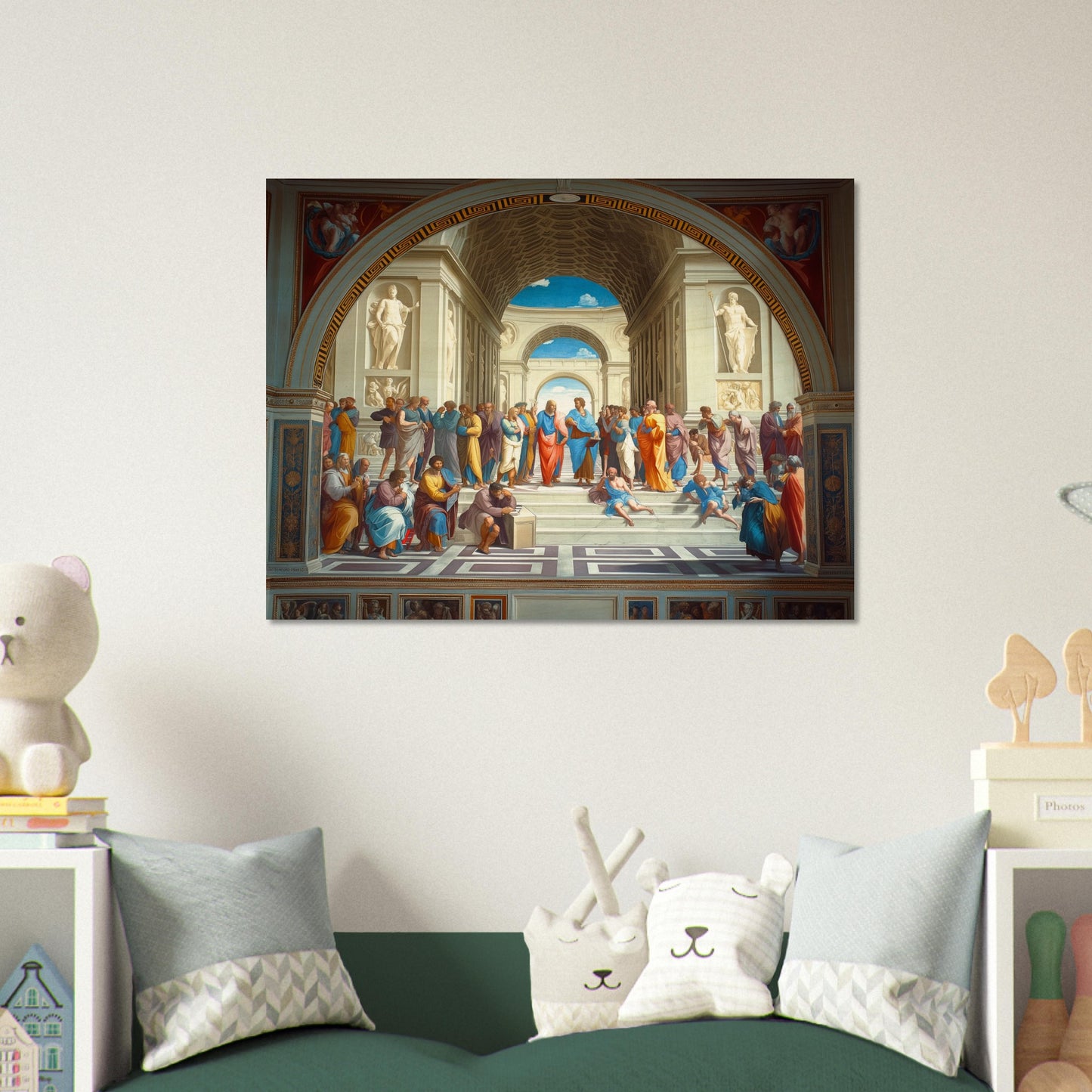 Conclave of Enlightenment - Homage to The School of Athens - Classic Art-print-on-wood