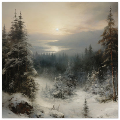 Winter's Hush - Dawn's Luminous Caress - Landscape Art-poster