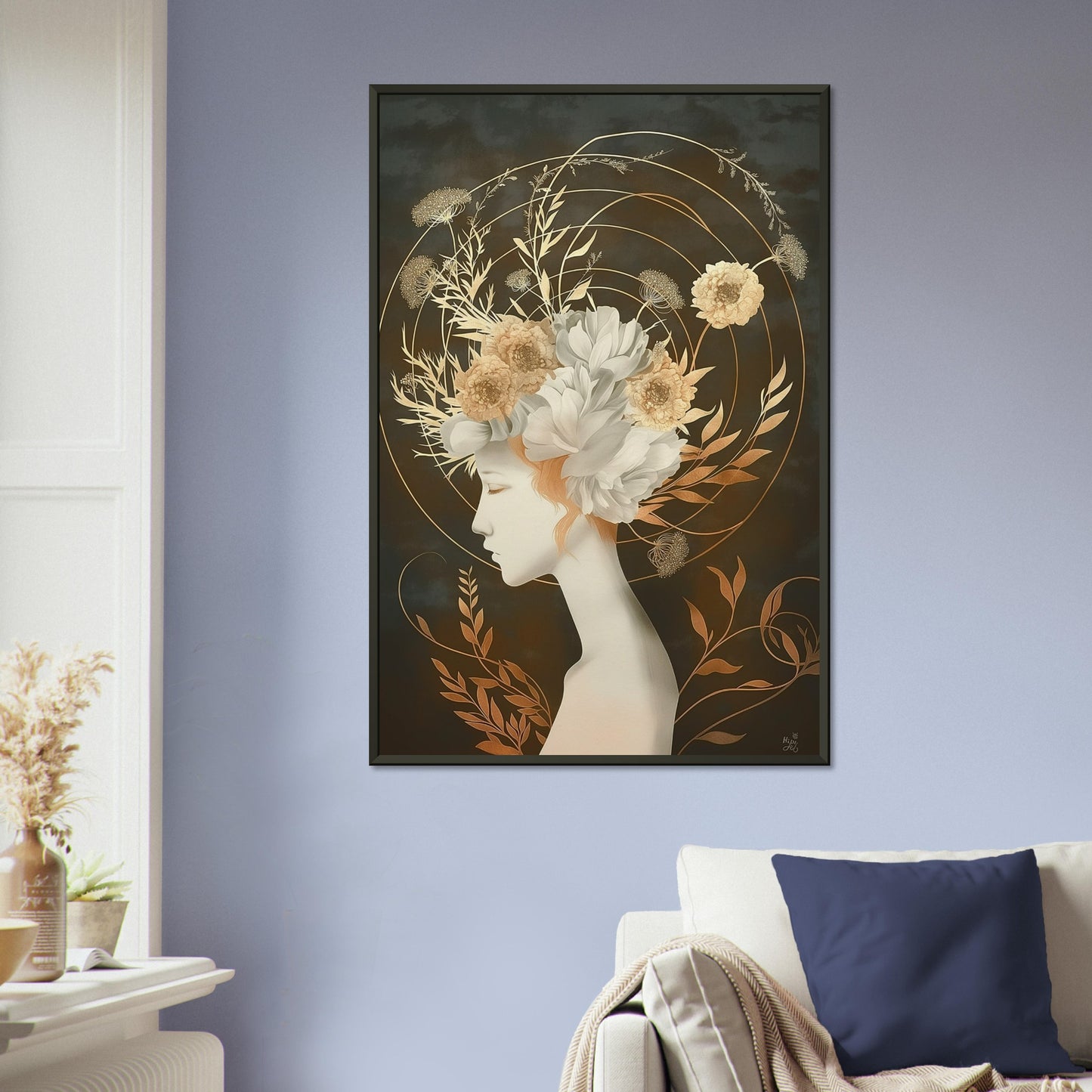 Golden Reverie - Fantasy Art-print-in-aluminum-frame