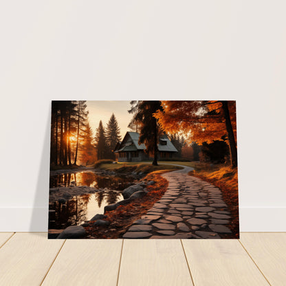 Cobbled Path to Serenity - Autumn’s Glow - Landscape Art-poster