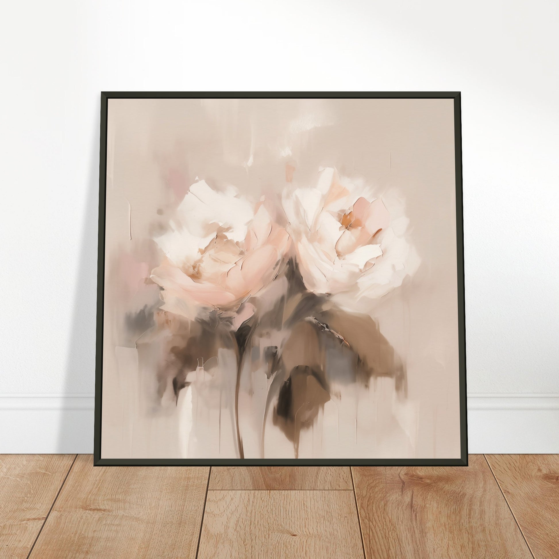 Ballet of Dawn - Gentle Rose Triptych - Abstract Wall Art-print-in-aluminum-frame