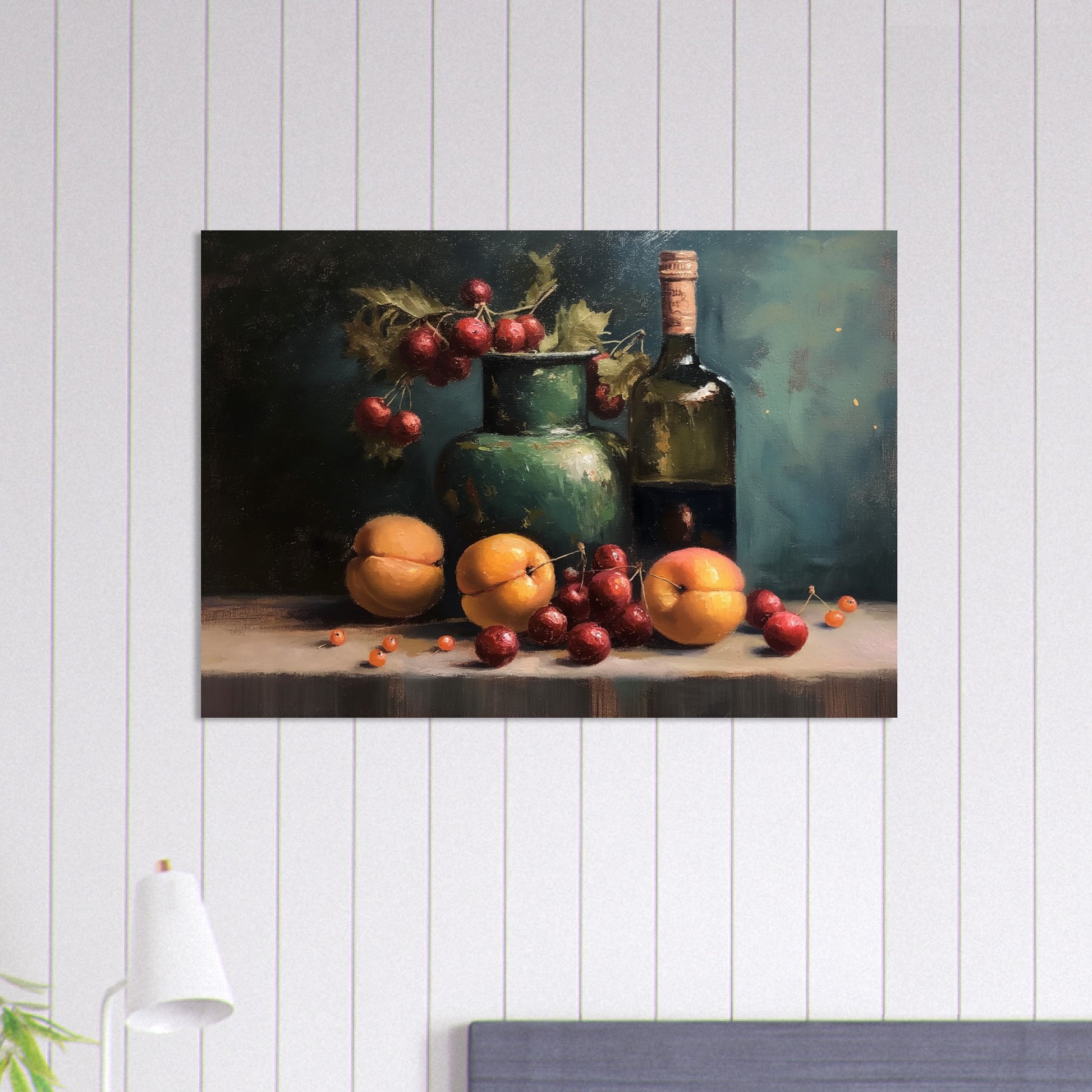 Life with Wine and Fruit - Still life art pieces-print-on-foam-board