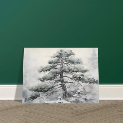 Winter's Sentinel - The Stoic Pine - Landscape Art-poster