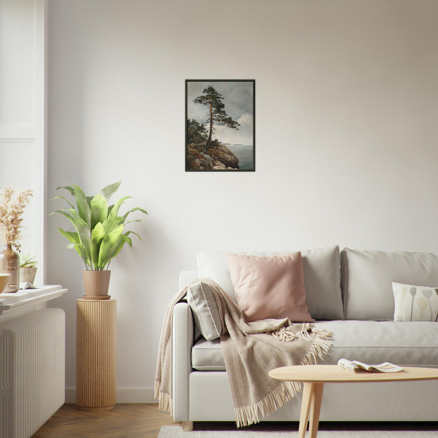 Majestic Solitude - Lone Pine Overlooking the Sea - Nature Art-print-in-aluminum-frame