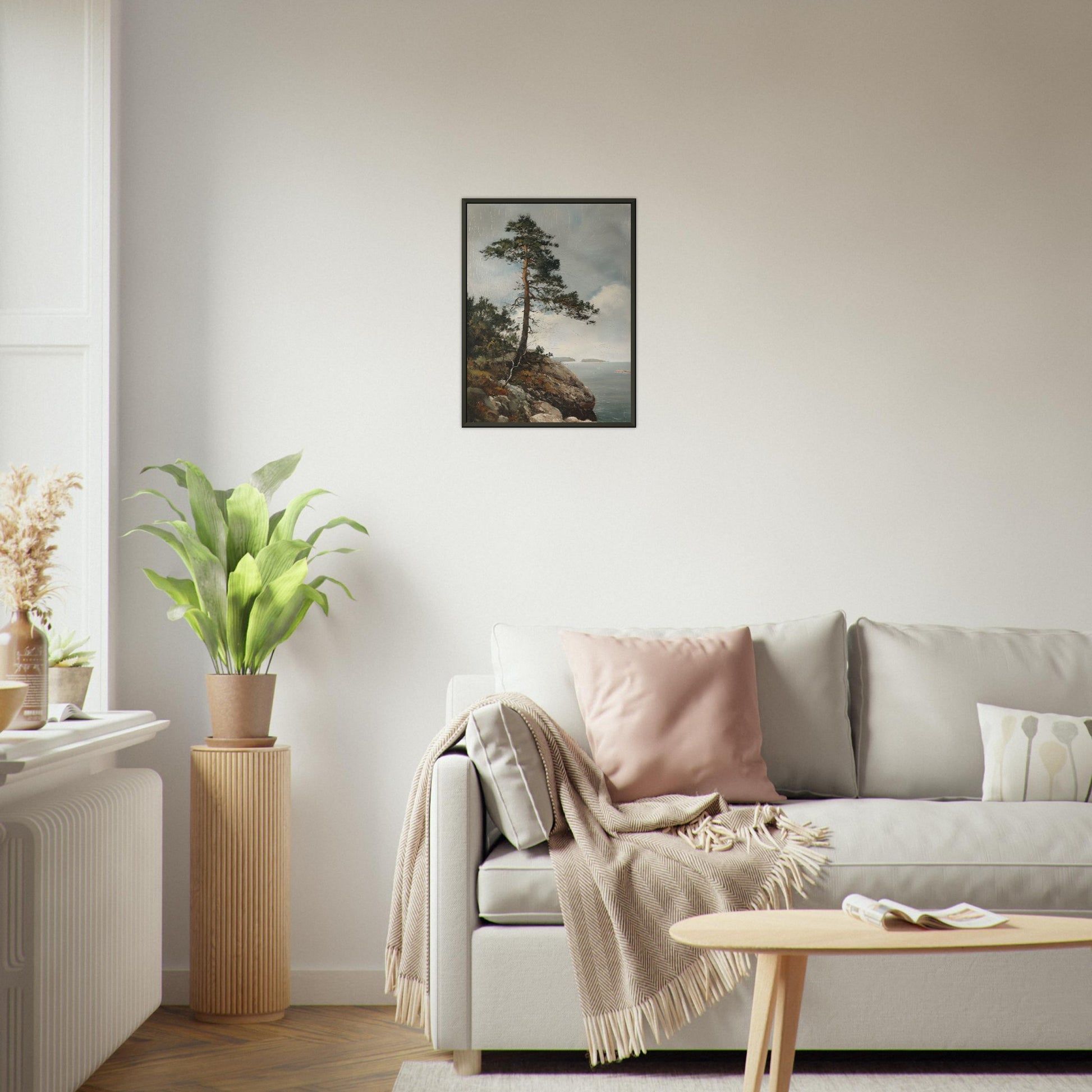 Majestic Solitude - Lone Pine Overlooking the Sea - Nature Art-print-in-aluminum-frame