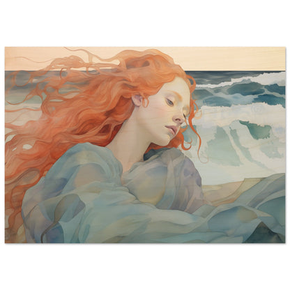 Aegean Whisper - The Melody of the Sea - Fantasy Art-print-on-wood