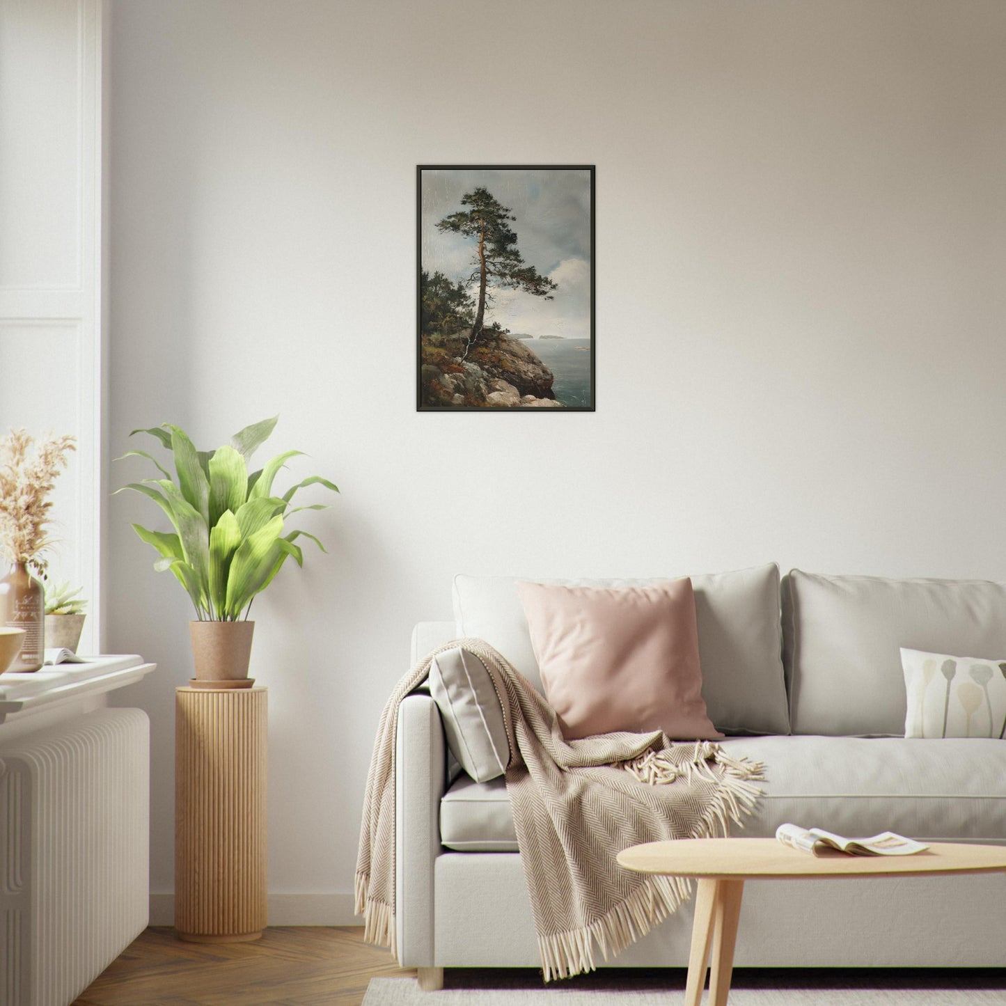 Majestic Solitude - Lone Pine Overlooking the Sea - Nature Art-print-in-aluminum-frame