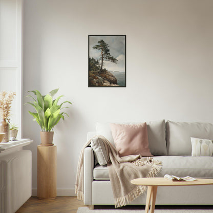 Majestic Solitude - Lone Pine Overlooking the Sea - Nature Art-print-in-aluminum-frame