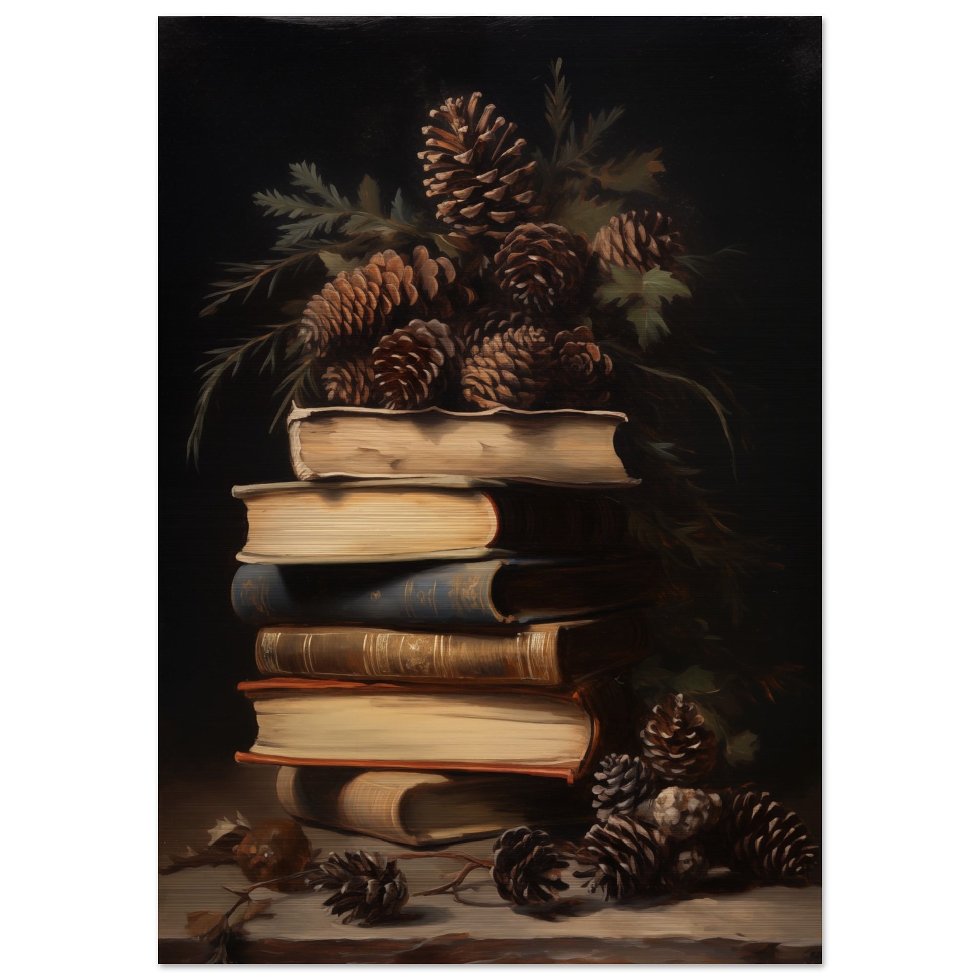 Whispers of the Woodland Library - Still Life Art Pieces-print-on-aluminum