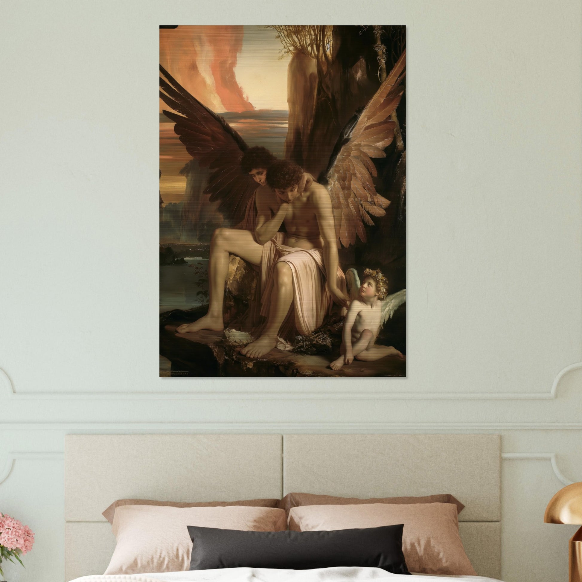 Celestial Aegis - Guardians at Dusk - Classic Art-print-on-aluminum