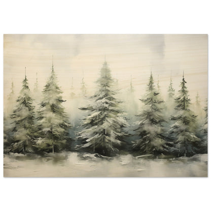 Enchanted Frost - The Winter Forest Ballet - Landscape Art-print-on-wood