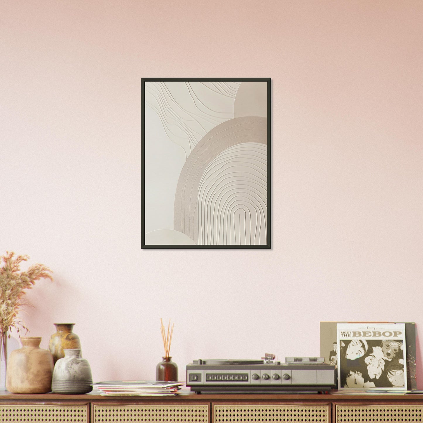 Harmonious Crescents - Abstract wall art-print-in-aluminum-frame