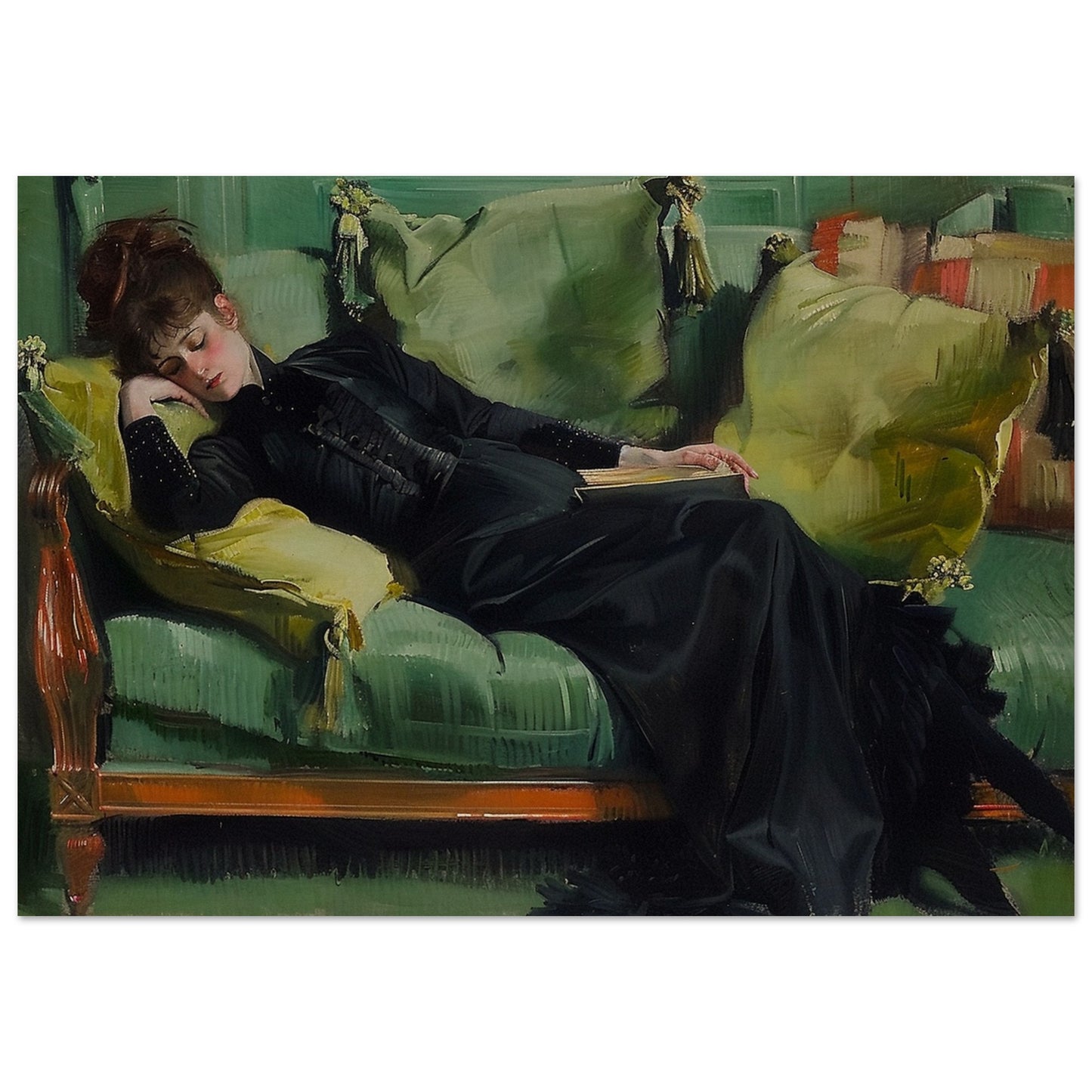 Repose in Reverie - A Moment Suspended in Time - Classic Art-print-on-wood