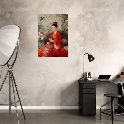 Crimson Solitude - Classic Art-print-on-wood