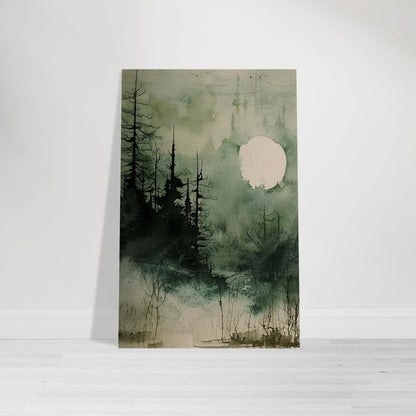 Moonlit Serenity - A Tranquil Watercolor Landscape Art-poster