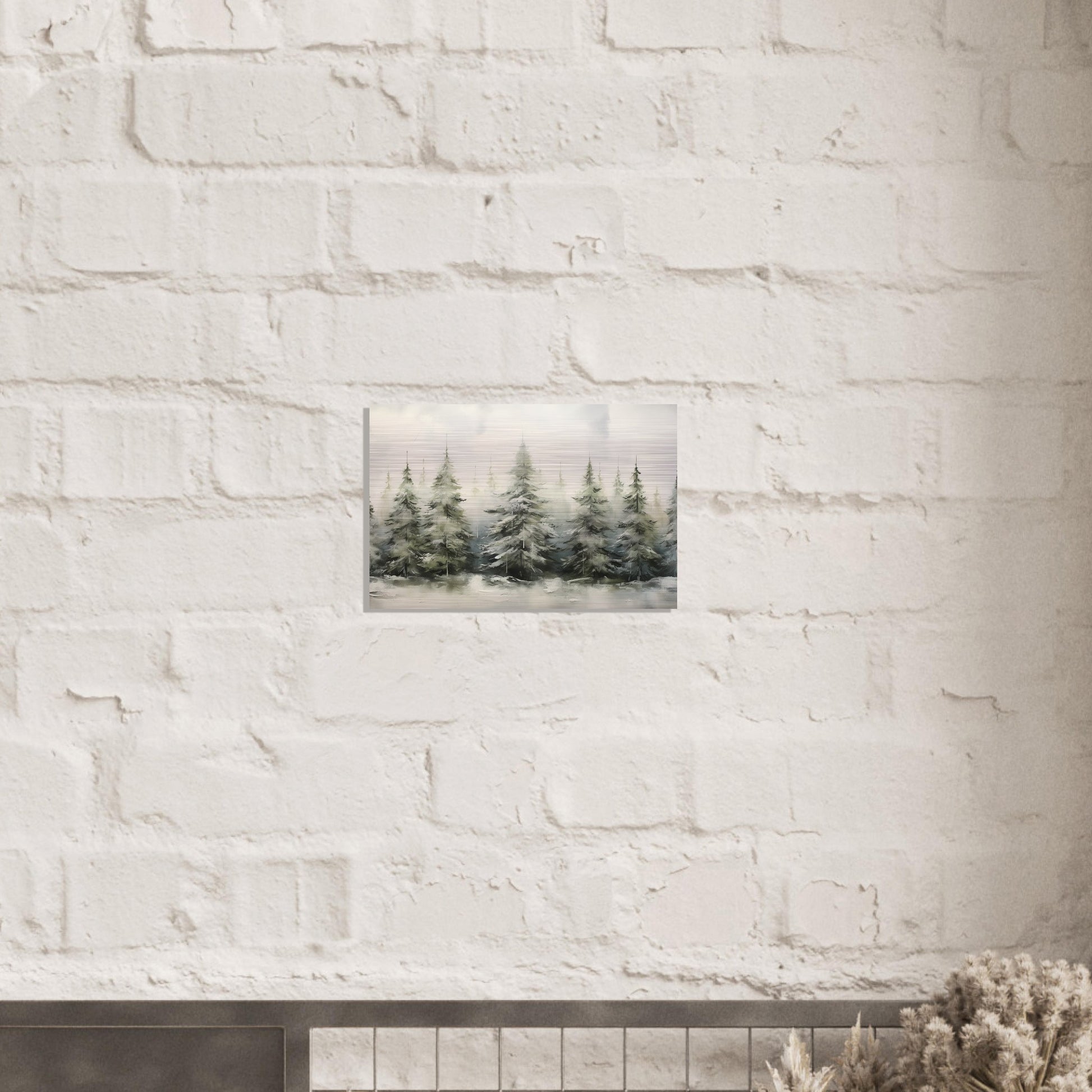 Misty Pines - Dawn's Serene Symphony - Landscape Art-print-on-aluminum