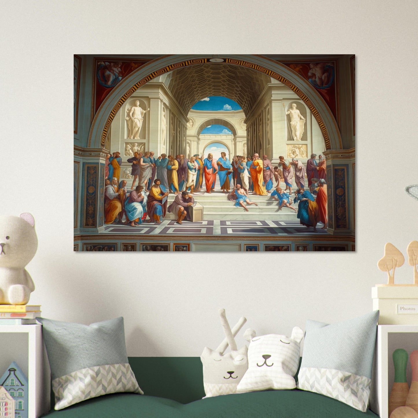 Conclave of Enlightenment - Homage to The School of Athens - Classic Art-print-on-wood