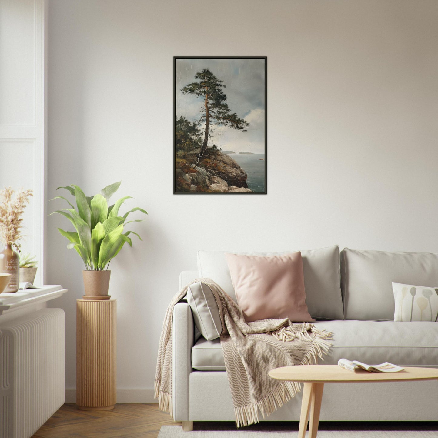 Majestic Solitude - Lone Pine Overlooking the Sea - Nature Art-print-in-aluminum-frame