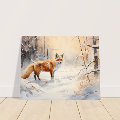 Crimson Sentry - Winter’s Vibrant Whisper - Nature Art-poster