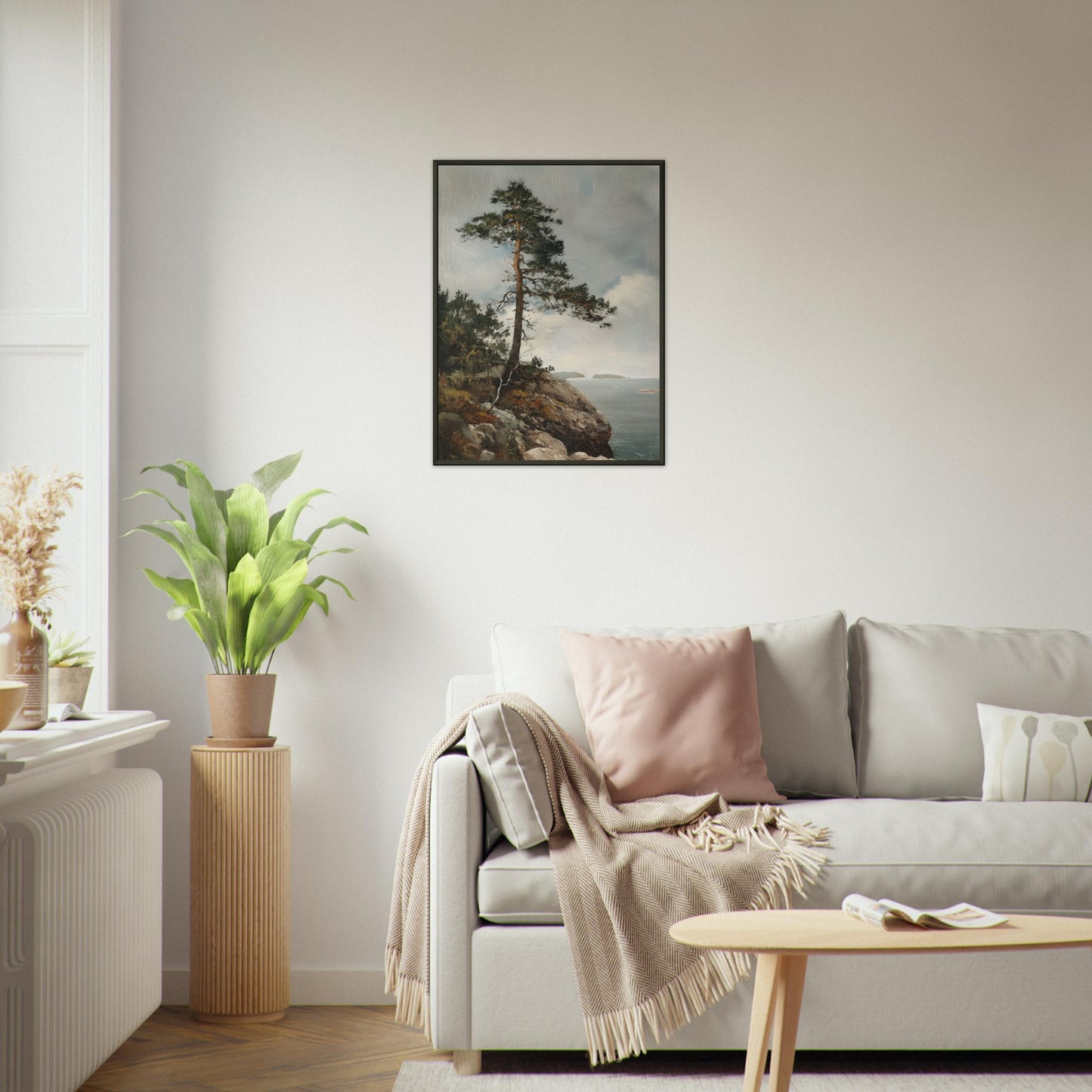 Majestic Solitude - Lone Pine Overlooking the Sea - Nature Art-print-in-aluminum-frame