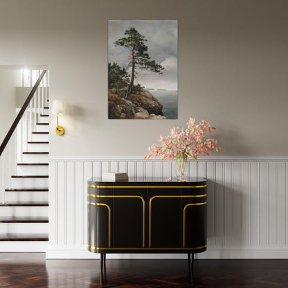 Majestic Solitude - Lone Pine Overlooking the Sea - Nature Art-print-on-aluminum