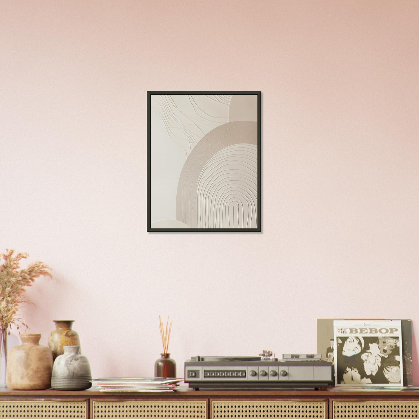 Harmonious Crescents - Abstract wall art-print-in-aluminum-frame