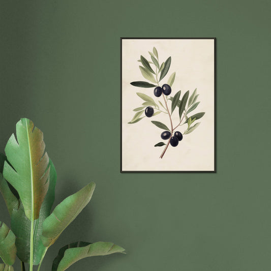 Verdant Vitality - Black Olive Branch - Fine arts-print-in-aluminum-frame