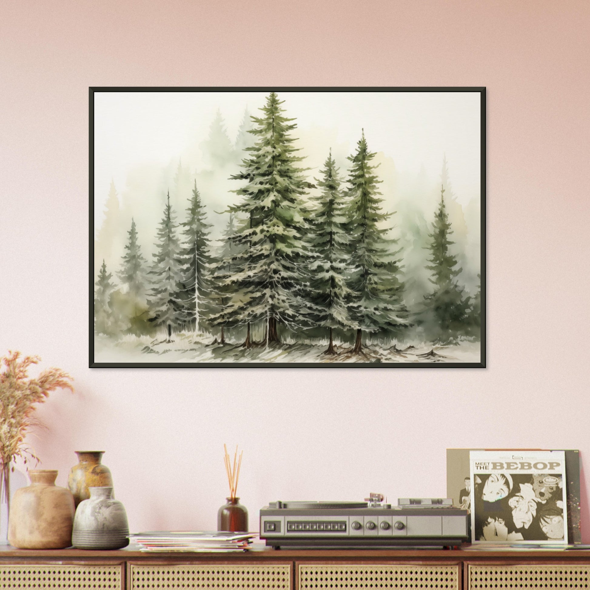 Verdant Veil - The Winter's Slumber - Landscape Art-print-in-aluminum-frame