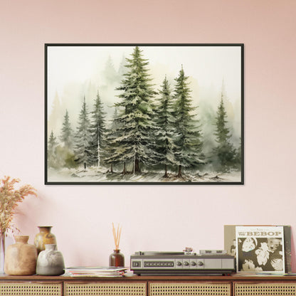 Verdant Veil - The Winter's Slumber - Landscape Art-print-in-aluminum-frame