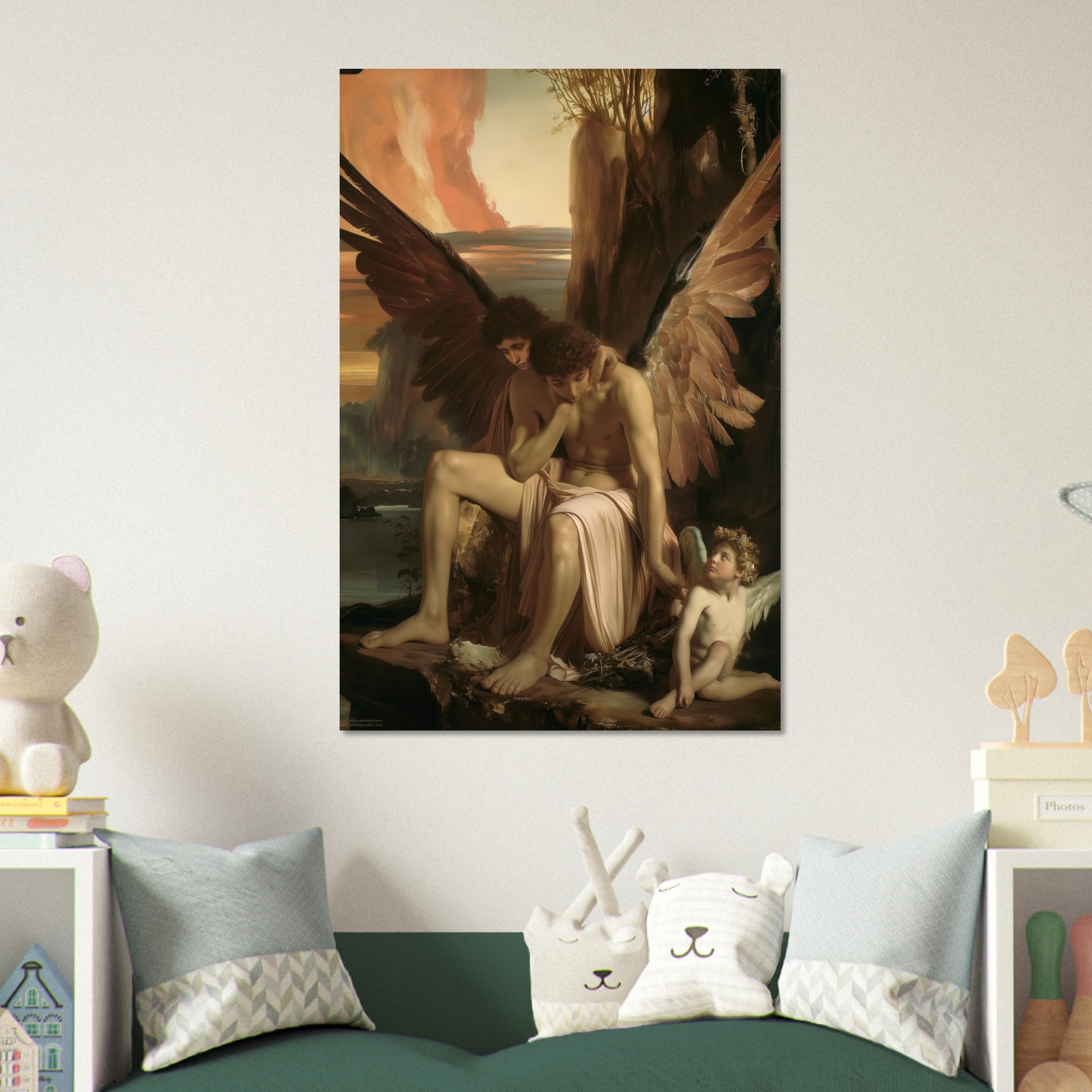 Celestial Aegis - Guardians at Dusk - Classic Art-print-on-foam-board