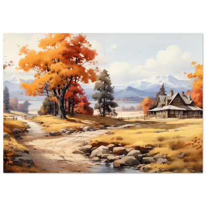 Autumn's Homestead - The Warmth of Seasons - Landscape Art-print-on-foam-board