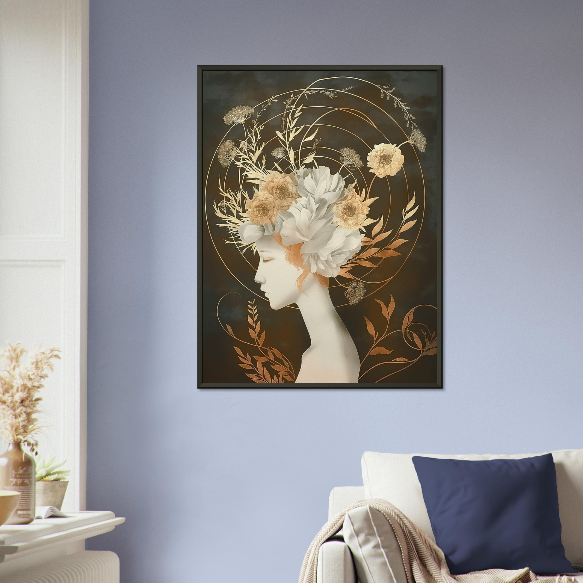 Golden Reverie - Fantasy Art-print-in-aluminum-frame