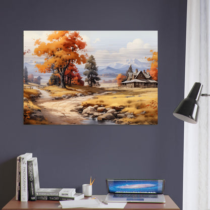 Autumn's Homestead - The Warmth of Seasons - Landscape Art-print-on-aluminum