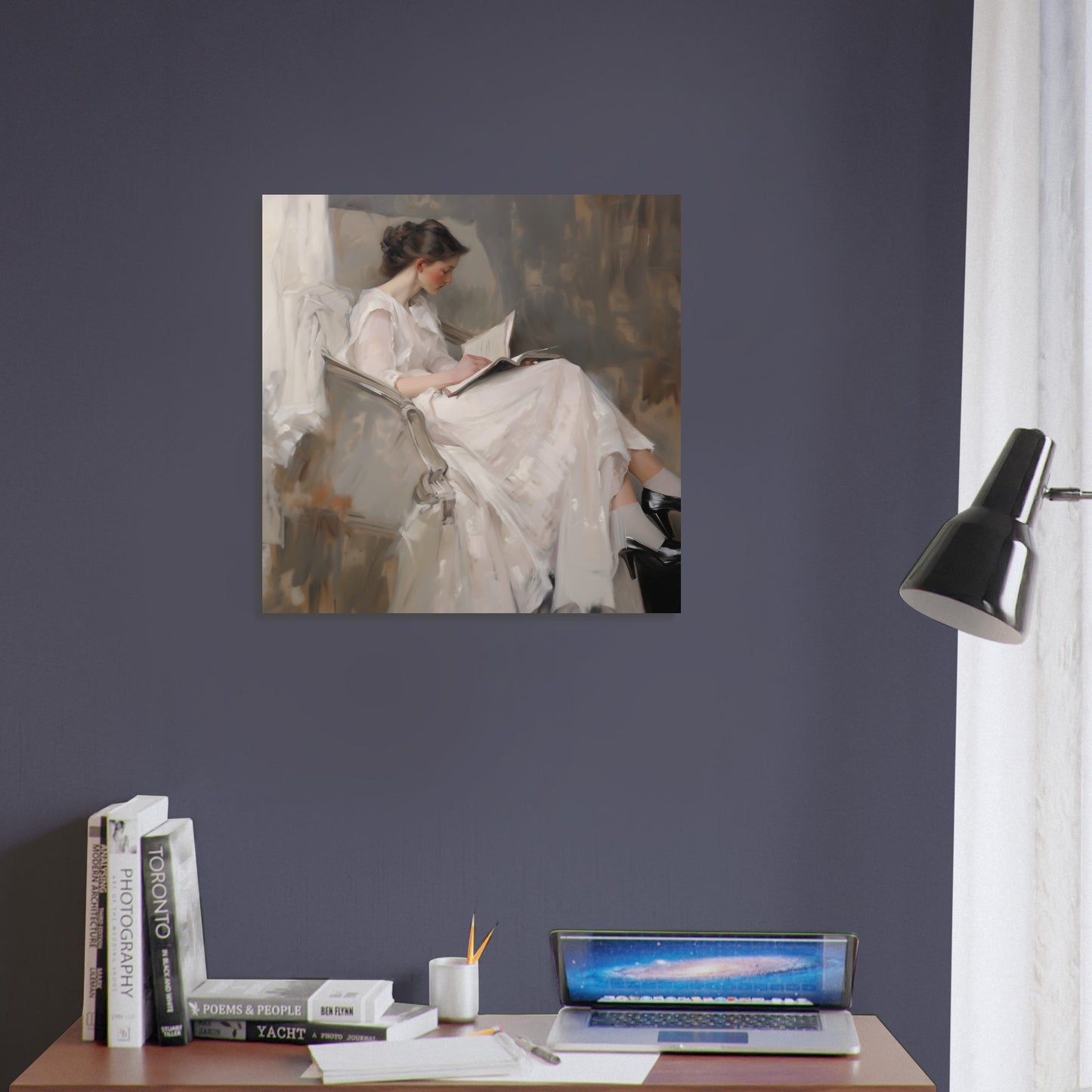 Literary Repose - The Grace of Solitude - Classic Art-print-on-foam-board