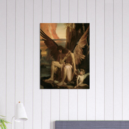 Celestial Aegis - Guardians at Dusk - Classic Art-print-on-wood