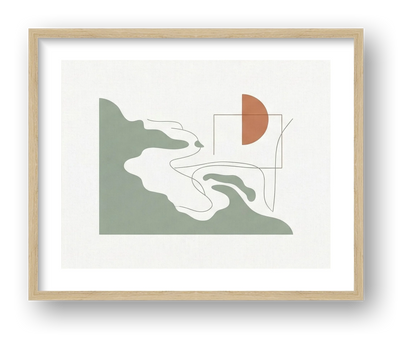 Coastal Silhouette No. 1 fine art print — oak frame detail