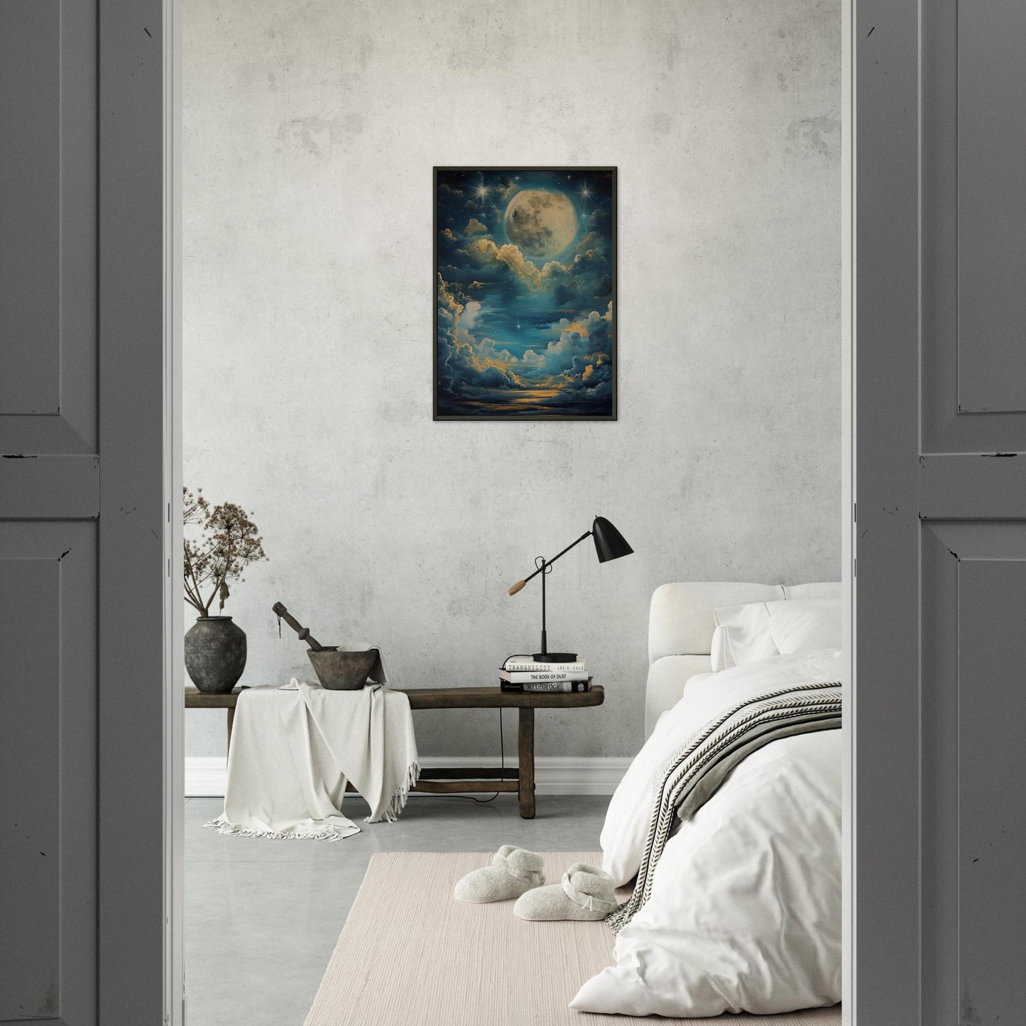 Lunar Sonata - An Evening's Rhapsody in Blue - Fantasy Art-print-in-aluminum-frame