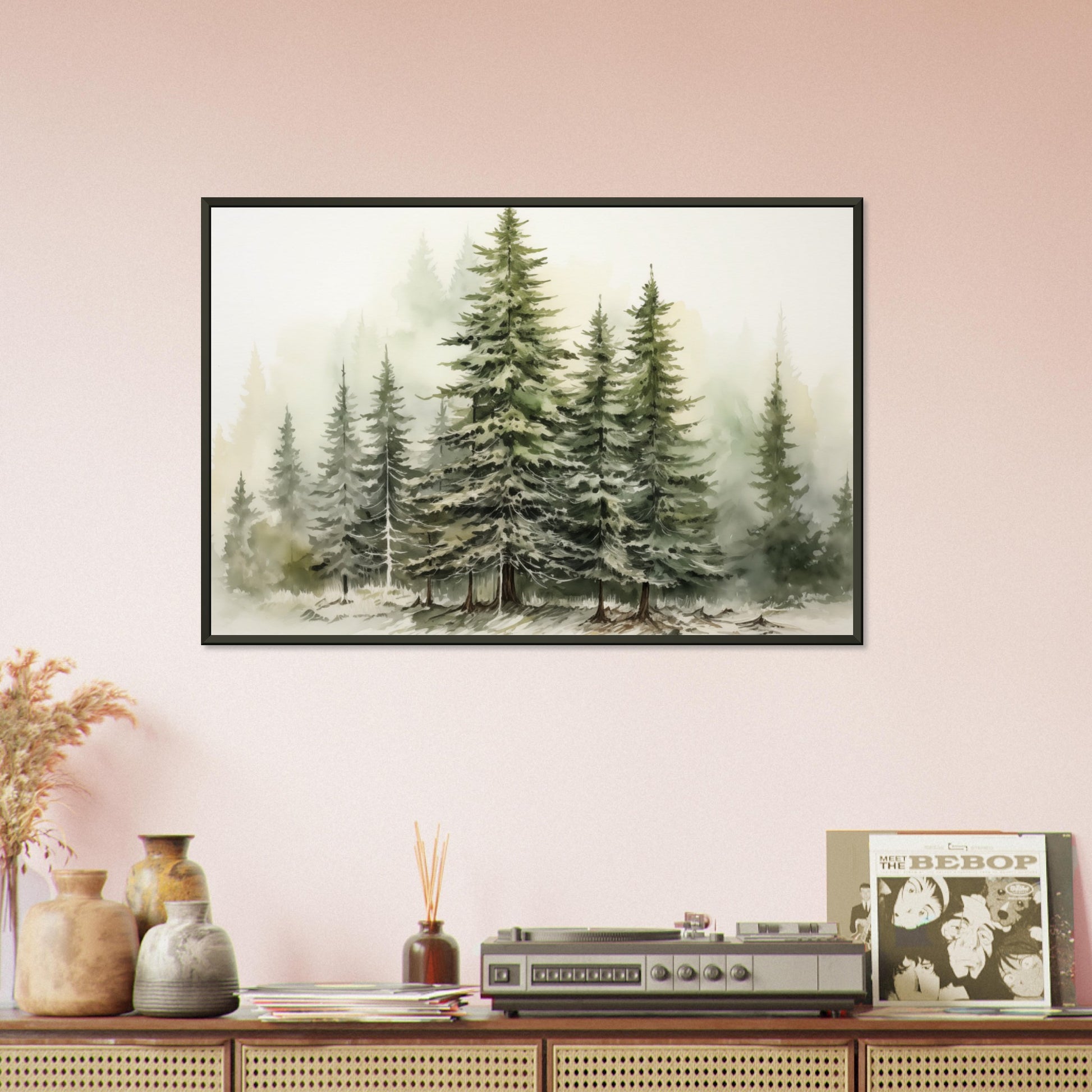 Verdant Veil - The Winter's Slumber - Landscape Art-print-in-aluminum-frame