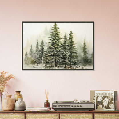 Verdant Veil - The Winter's Slumber - Landscape Art-print-in-aluminum-frame