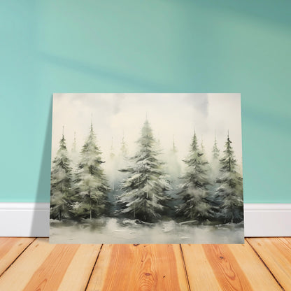 Misty Pines - Dawn's Serene Symphony - Landscape Art-poster