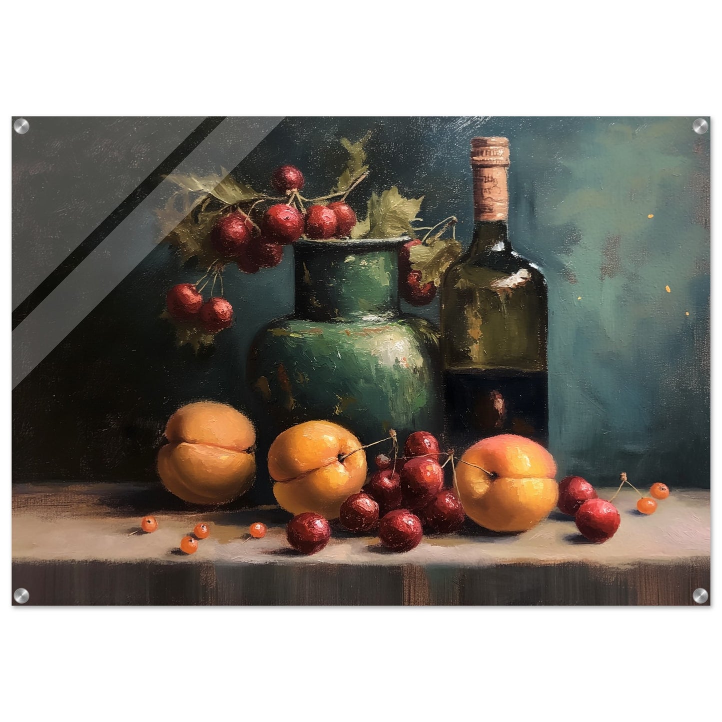 Life with Wine and Fruit - Still life art pieces-print-on-acrylic